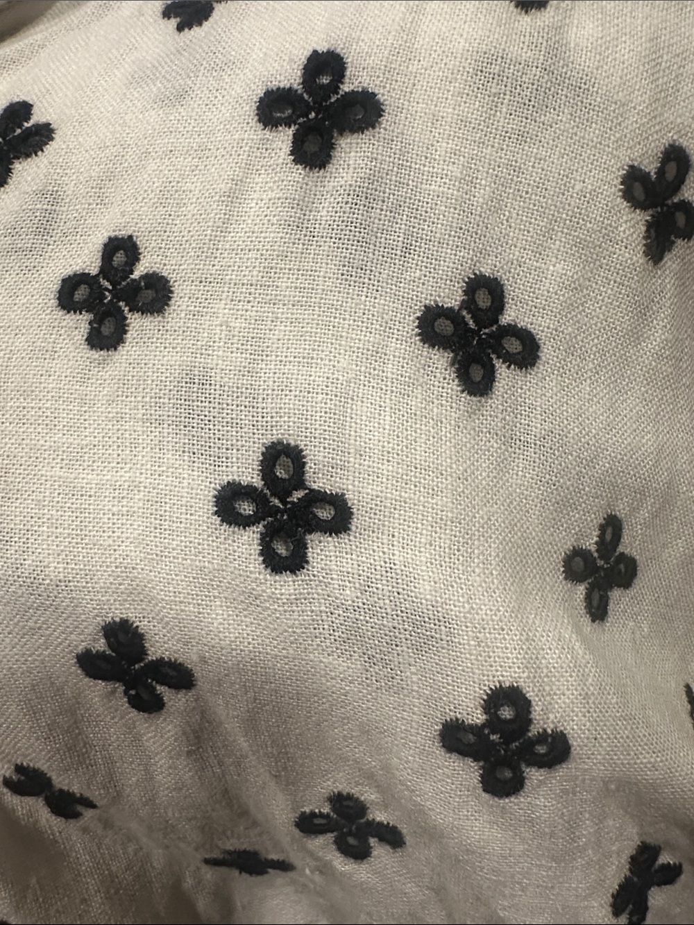 Abercrombie & Fitch White Button-Front Shirt with Black Embroidered Trim - Picture 5 of 5